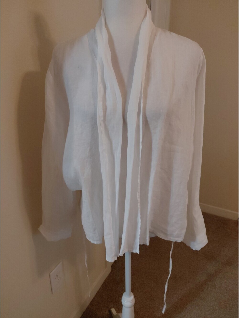 NWT Eileen Fisher Organic Handkerchief Linen Jacket White Size M #391